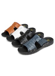 YEINSHAARS Plus Sizes 52 Split Leather Slippers For Men Summer Hot Sale Slides Sandals Beach Shoes Flip Flops Hombres Sandalia