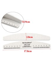 50pcs Thick Half Moon Professional Wood Nail File With Ruler Gray Emery 80 100 150 180 240 Grit Wood Files Tips For Nails