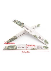 10pcs Print Flower Nail Files Gray Sandpaper Wooden Manicure File 80 100 150 180 240 Grit Professional Boat Sanding Nails Tools