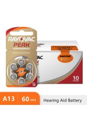 بطاريات السمع 60 قطعة/10 بطاقات RAYOVAC الذروة 1.45 فولت 13A A13 13 P13 PR48 الزنك بطارية هوائية ل BTE CIC ريك OE مساعدات للسمع