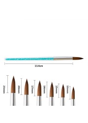 6pcs/set Acrylic Drawing Nail Brush UV Gel Brush Crimped Round Metal Handle Painting Pen Rhinestone Handle Nail Art Tool