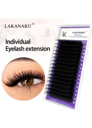 LAKANAKU Mink False Eyelashes Extension 10pcs/lot False Matte Individual Volume Eyelash Extensions Black Matte Eyelash