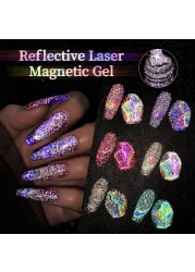 UR SUGAR Reflective Cat Magnetic Laser Gel Nail Polish Rainbow Gel Shine Semi Permanent Soak Off UV LED Varnish Nail Art