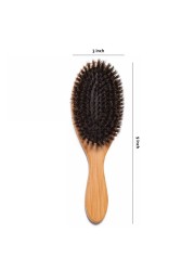 Boar Bristle Hair Brush Scalp Paddle Oval Gasbag Massage Comb Anti-static Natural Beech Wooden Handle Hairbrush Styling Tool