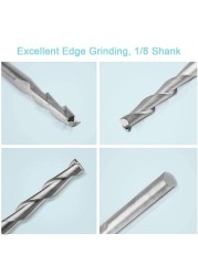 10pcs Router Bits 1/8In Cutting Diameter Flat Nose End Mill Tungsten Steel Endmill 2 Flutes 3.175mm Spiral Upcut Milling Cutter