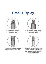 33/22pcs Damaged Screw Extractor Alloy Extractor Drill Bit Set Broken Drill Bit Stripped Easily Take Out Screws Remover Bolt