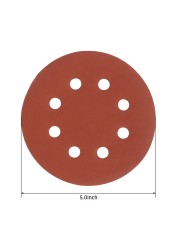 Round Sanding Discs Set, 5", 60 Pieces, 8 Holes, Sandpaper, Hook Ring, Sandpaper