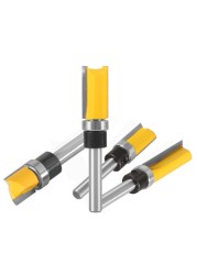 NXWIND 4pcs 1/4 Shank D1/2 Template Trim Pattern Router Bit Woodworking Milling Cutter for Flush Cleaning