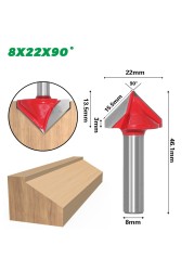 8mm Shank V Shape Groove Router Bit CNC Solid Carbide End Mill 60 90 120 150 Degree Woodworking Milling Cutter Carving Bits