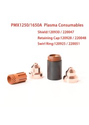 PMX1250 1650A Plasma Cutting Consumables Shield 120930 220047 Retaining Cap 120928 220048 220206 Spiral Ring 120925 220051