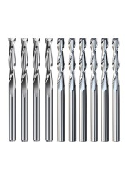 XCAN 10pcs Diameter 2.0mm 2 Flute Flat End Mill 3.175mm Shank Spiral Router Bit CNC Micro End Mills Carbide Milling Cutter