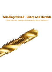 1-6pcs M3 M4 M5 M6 M8 M10 Tap Drill Bits 1/4 Hex Shank Machine Hand Taps Titanium Coated HSS Drill Tap Bits Threaded Screw Tools