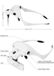 LED Magnifying Glass with Light , LED Magnifying Glass with 5 Adjustable Lenses 1.0x 1.5X 2.0X 2.5X 3.5X