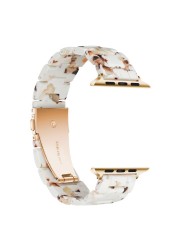 Replacement Resin Tortoise Shell Lines Watch Strap Bracelet For Apple Watch Series 5/4/3/2/1 42mm 44mm 38 and 40mm Leopard Print