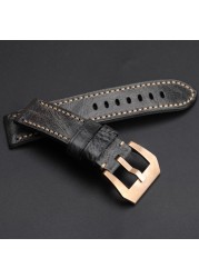 Hand Folded Smoky Gray Leather Watchband Compatible with BAM Bronze Watch Strap 20 22 24 26mm Soft Vintage Bracelet