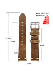 Horween US Chromexcel Genuine Leather Watch Strap Soft Wrap Handmade Leather Straps 18mm 20mm 22mm