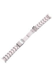 Stainless Steel Curved End Watch Strap Bracelet 20mm 22mm Silver Black Brushed Watches Women Men Metal Watches Accessories