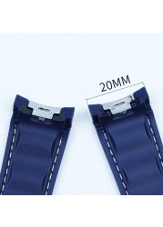 20mm Silicone Watch Rubber Band for Omega Watchband Seamaster 300 AT150 Aqua Terra Ultra Light 8900 Steel Buckle Watchband Bracelets