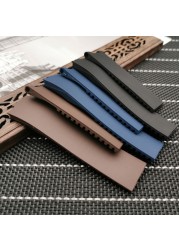 Silicone Rubber Watch Strap, High Quality, Water Resistant, 25 x 12mm, Black, Brown, Blue for Nardin