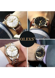 OLEVS Top Brand Classic Men's Quartz Watch Water Resistant Leather Strap Business Popular Casual Men's Watch Date Clock