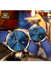 OLEVS Ultra-thin Men Watches Top Brand Fashion Casual Luxury Genuine Leather Japan Quartz Waterproof Wristwatch for Male