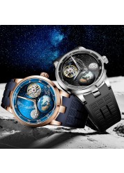 Haofa 1952 Carousel Mechanical Watch Men Sapphire Carousel Starry Energy Reserve 80H Luxury Wristwatches relógio masculino