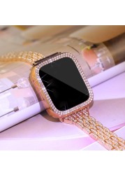 slim diamond strap for apple watch band 40mm 41mm 38mm 45mm 44mm 42mm 38mm metal watchband iWatch serie 3 4 5 6 se 7 bracelet