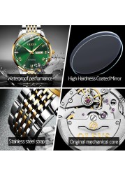 New OLEVS Men's Mechanical Watch Switzerland Wristwatch Business Men Waterproof Steel Strap Automatic Mechanical Watches Gift