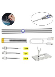 USB 5V 8W Wireless Soldering Iron Pen Set with Led Pointer Repair Soldering Iron Tool USB Rechargeable Electric Soldering Iron