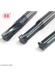 BB Thread Mill Coated Solid Carbide 3 Teeth Mini ISO UNC UNF Pitch CNC Internal Machining Cutter Tool M3 M4 M5 M6 M8 Tap