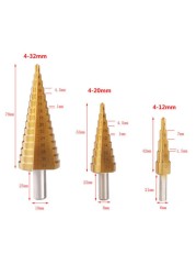 4 -32mm HSS Titanium Coated Metal Hex Core Drill Bits High Speed ​​Steel Step Drill Bit Set Cone Hole Wood Cutter Metric Taper