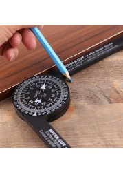 Woodworking Scale Mitre Saw Protractor Angle Level with Marking Pencil Carpenter Angle Finder Measuring Ruler Meter Gauge Tools