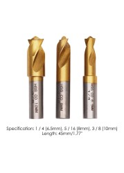 3pcs 6.5/8/10mm surface titanium plating HSS co-rotary spot welder cutter sawmill point drill bit remove sheet metal solder joint