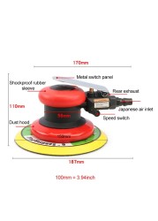 5 inch/6 inch Non-Vacuum Matte Surface Circular Pneumatic Sander Random Orbital Wood Sander Polisher Grinding Machine