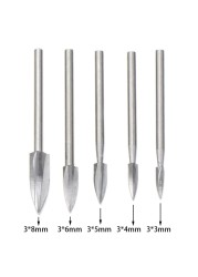 5pcs/set Wood Carving Drill Bit HSS Drill Bit Set Solid Carbide Steel Root Milling Grinder Burr Precision Wood Carving