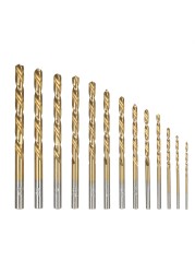 13pcs Left-handed Drill Bit Set M2 HSS Extractor With Titanium Nitride Coating (1/16"-1/4") Power Tools Accessories