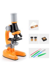 Children Biological Microscope Microscope Kit Lab LED 100X-400X-1200X School Home Science Educational Toy Gift for Kids Child