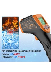 Vastar -50 to 600 Non-Contact Laser LCD Display Infrared Digital C/F Selection Surface Temperature Temp Thermometer Imag