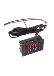 2in1 Car Voltage & Temperature Meter Dual Dispaly Voltmeter + Thermometer for 5v 12v 24v 48v 60v 72v Dropshipping