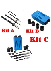 New Pocket Hole Jig Kit Woodworking Fittings Locator Drill Bit 15 Degree Angle Drill Guide Set Woodworking Tools Supply Complete