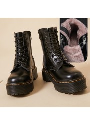 Ankle Boots Women 2021 New Winter Chunky Platform Boots Thick Bottom Punk Genuine Leather Motorcycle Botas Women Shoes Plus Size