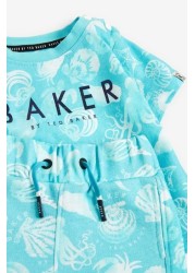 Baker by Ted Baker Blue Printed T-Shirt and Shorts Set