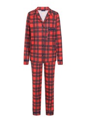 طقم بيجاما جيرسيه حريمي من Hot Squash Red Tartan