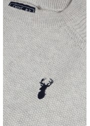 Textured Crew Jumper (3-16yrs) With Stag