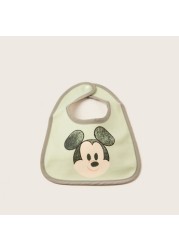 Disney Mickey Mouse Print Bib with Snap Button Closure - Set of 6