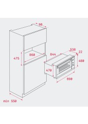 فرن كهربائي داخلي تيكا، HSF 900 (91 لتر، 2848 واط)