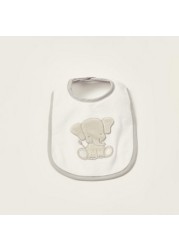 Juniors Elephant Embroidered Bib with Snap Closure - Set of 3