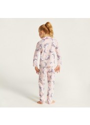 Juniors Unicorn Print Long Sleeve Shirt and Pyjama Set