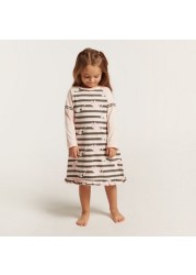 Juniors Printed Night Dress with Long Sleeves - Set of 2