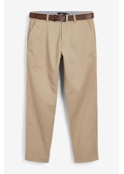 Belted Soft Touch Chino Trousers Straight Fit